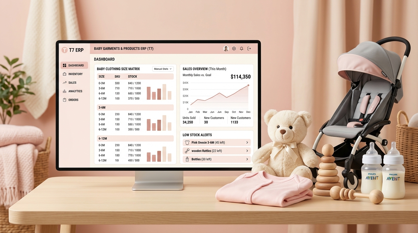 T7 Baby Garments and Products ERP Dashboard