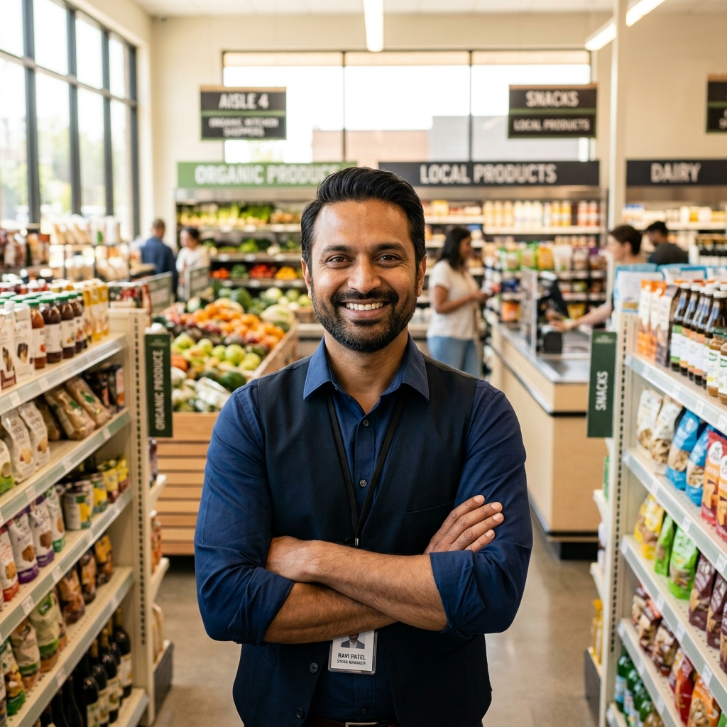 Indian retail store owner