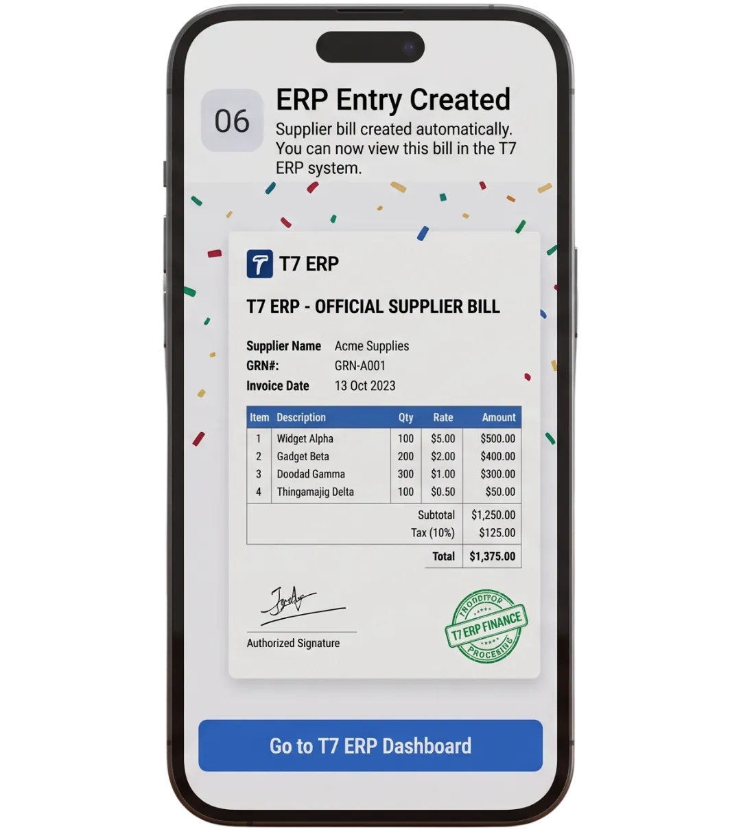 ERP Entry Created