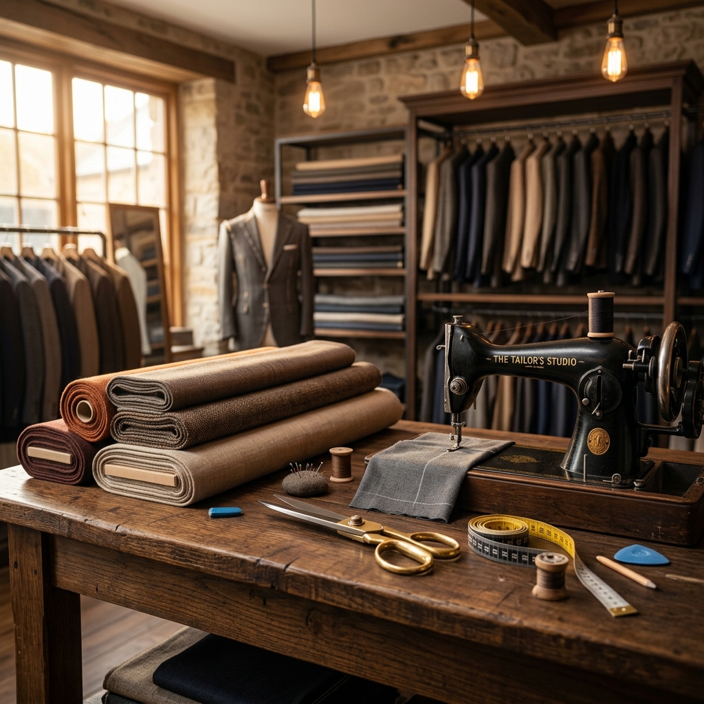 Tailor workshop workbench design backdrop