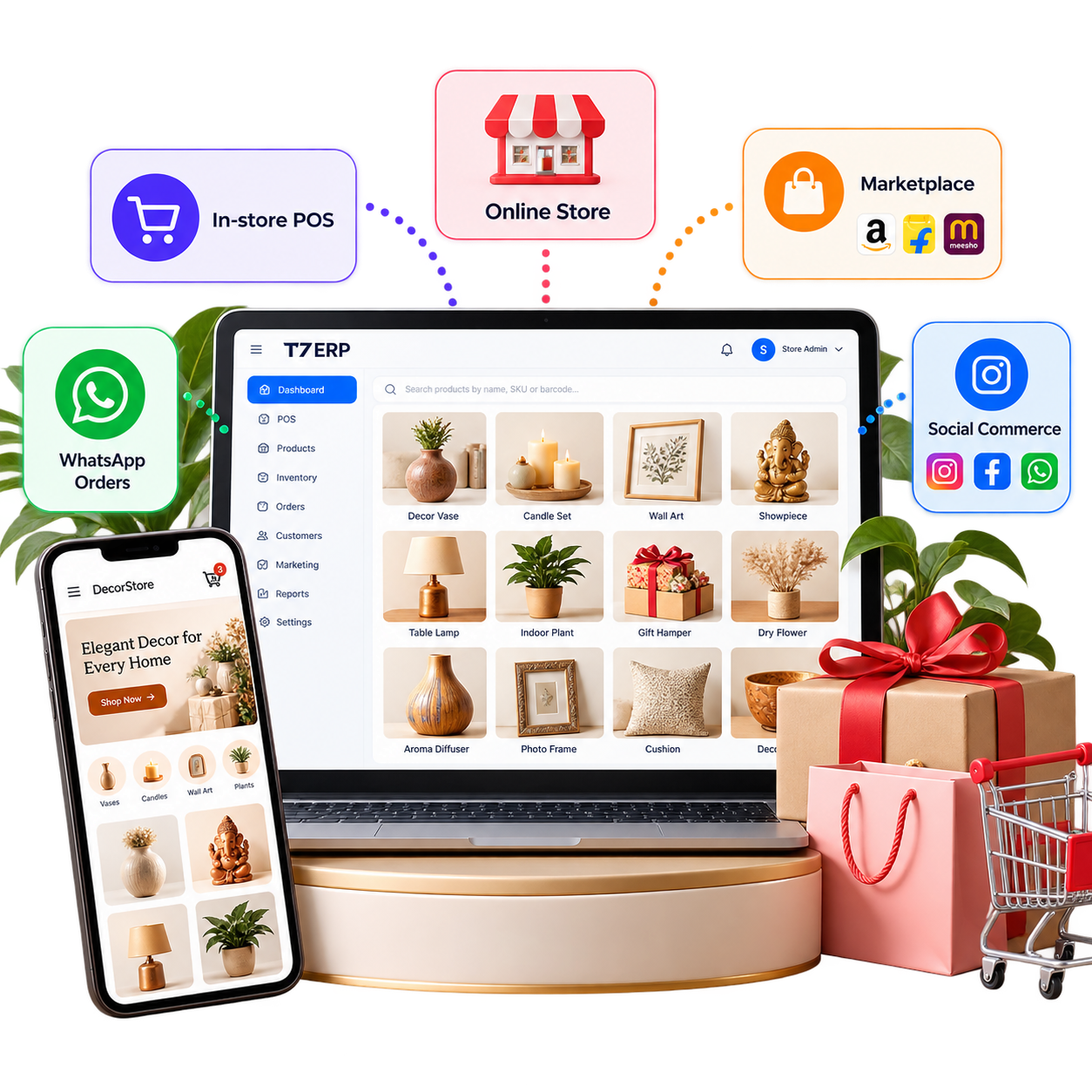 T7 ERP Multi-Channel Selling mobile and website order integration interface